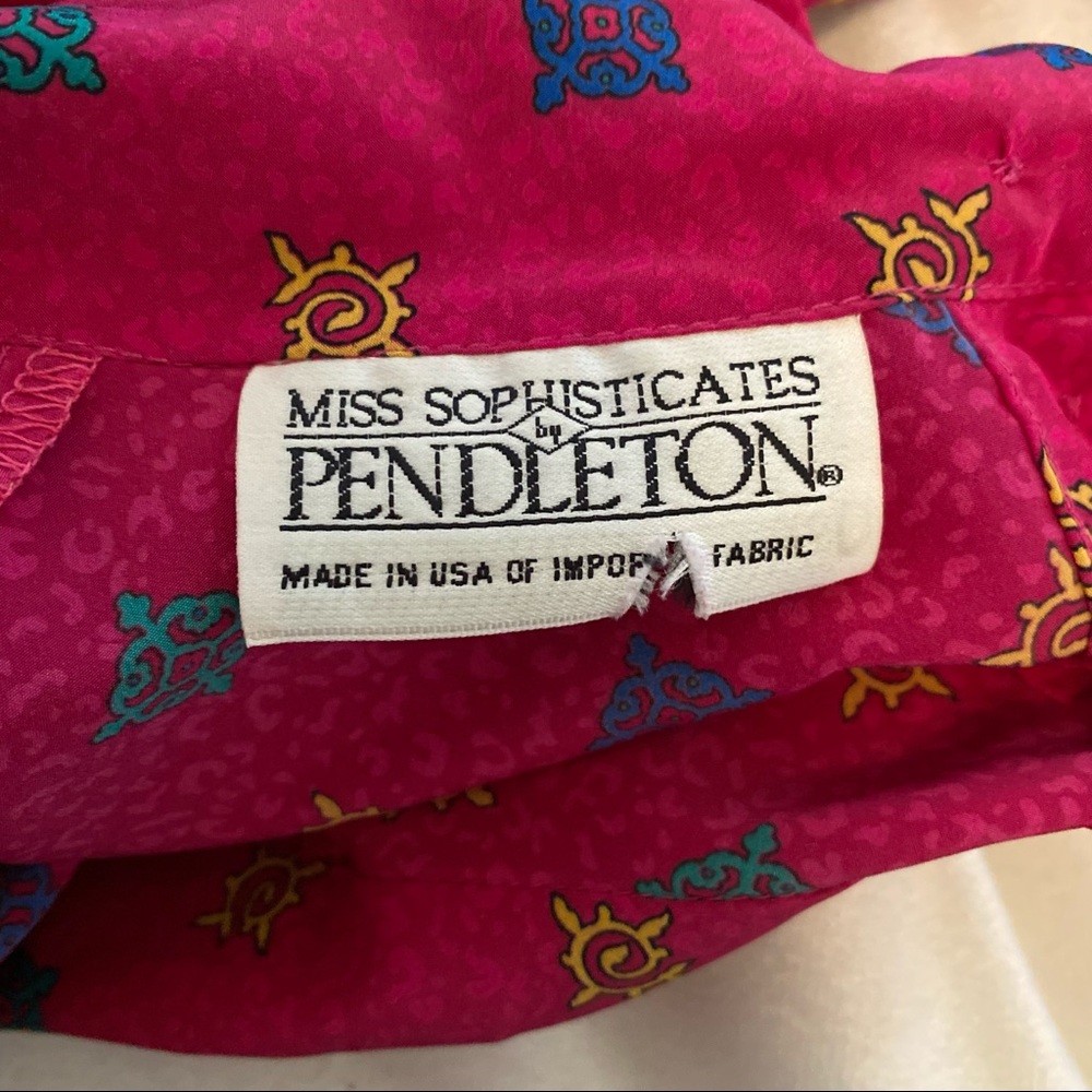 Miss Sophisticates Pendleton Made USA Blouse Vintage Long Sleeve Pink Blouse Top - Picture 2 of 12